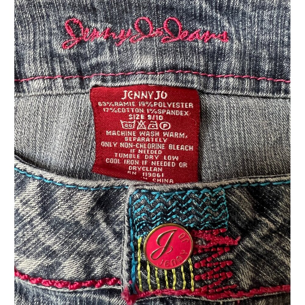 Jenny Jo Jeans Skinny Jeans 9/10 Denim Multi-Color Embroidered Stitching - Picture 4 of 4